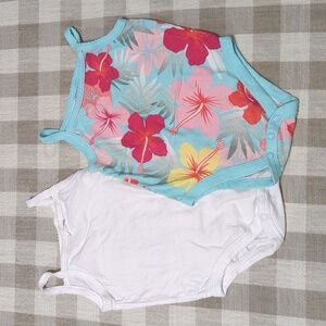 3-6M Garanimals spaghetti strap summer onesies tropical flower and white set